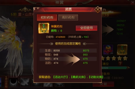 《天地诸神》翅膀系统