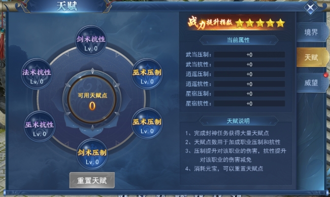 《征唐》境界系统