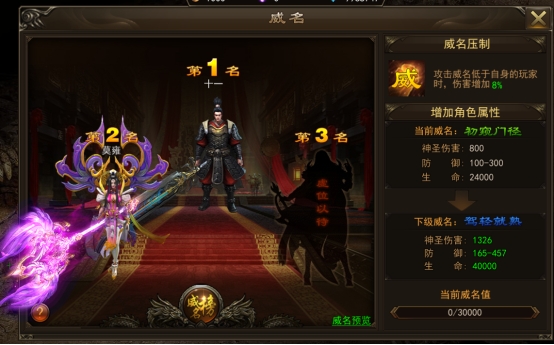 《神将》威名系统 《神将》威名系统