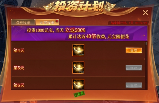 《龙刃》投资计划